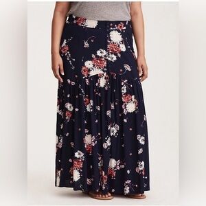 Torrid Sz 24 Blue Pink Tiered A-line Maxi Skirt 3X